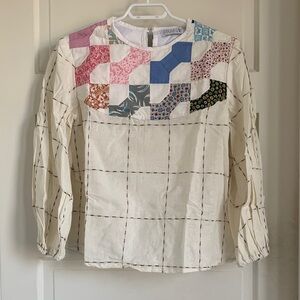 Patchwork Long Sleeve Blouse